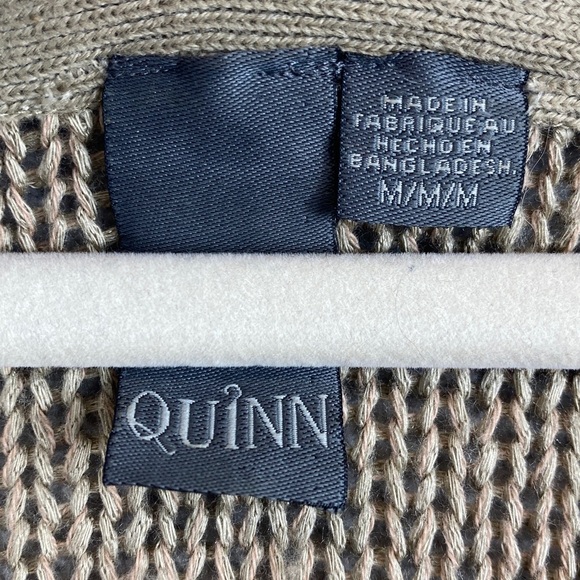 Quinn crew neck sweater M zipper accents taupe neutral minimalist edgy - Picture 2 of 8